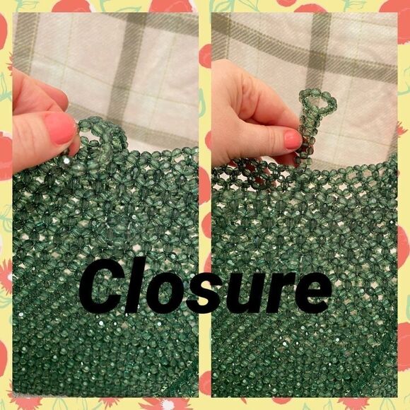 Vintage 80’s 100% forest green faceted  beaded purse structural jewel tone - Picture 6 of 6